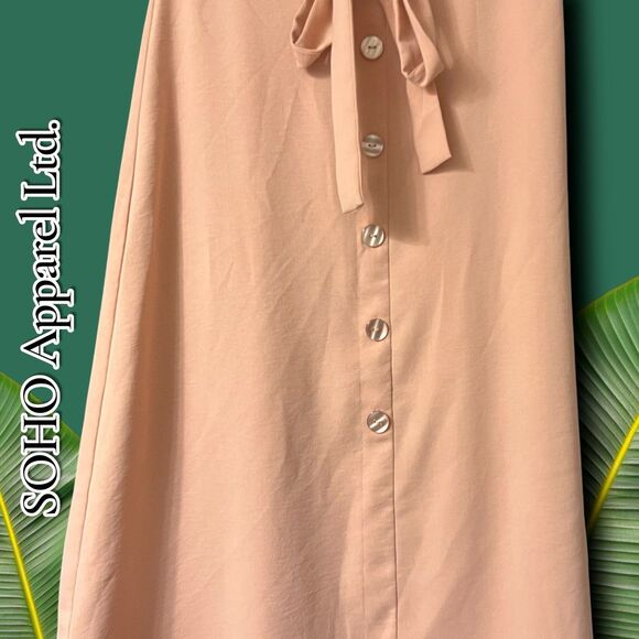SOHO Apparel Ltd. Women’s Button-Front Midi Skirt with Tie Waist – Size M - Picture 3 of 7
